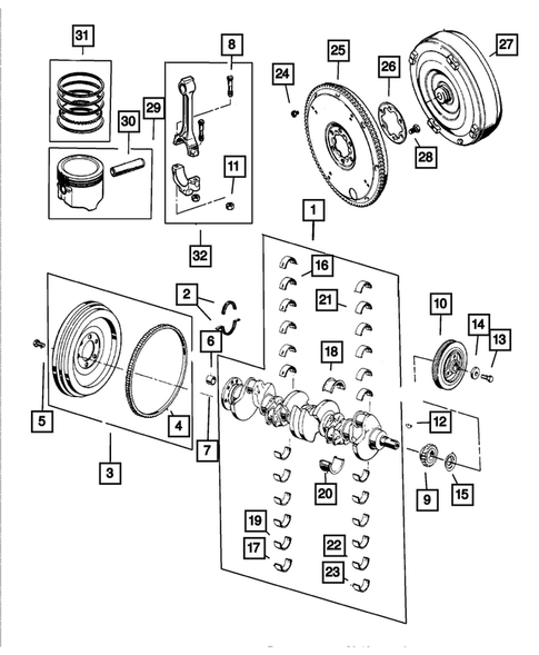 Crankshaft, Piston and Torque Converter for 2004 Jeep Wrangler #0