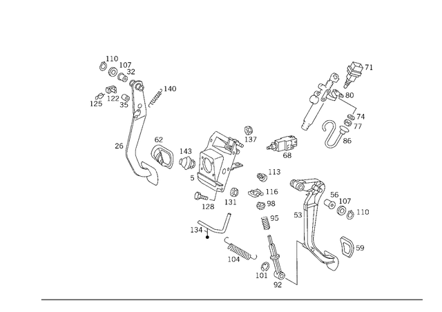 1402904118 - Pedal Assembly: Brake Pedal for Mercedes-Benz: 300SD, 400SE, 400SEL, 500SEC, 500SEL, 600SEL, S420 Image