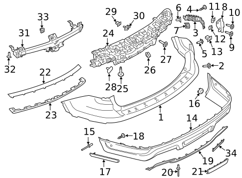 Bumper & Components - Rear for 2019 Ford Explorer #1