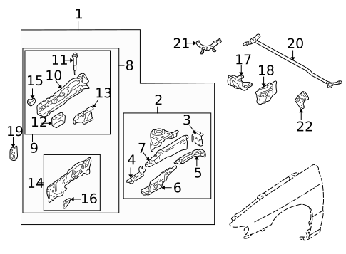 Structural Components & Rails for 2003 Mazda Protege5 #0