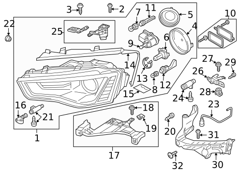Headlamp Components for 2013 Audi A5 Quattro #5