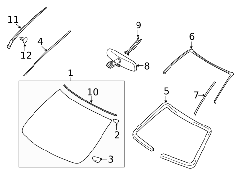 Glass - Windshield for 2012 Nissan Murano #1