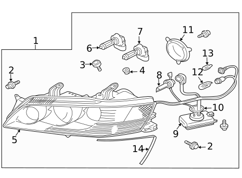 Headlamp Components for 2005 Mitsubishi Lancer #0