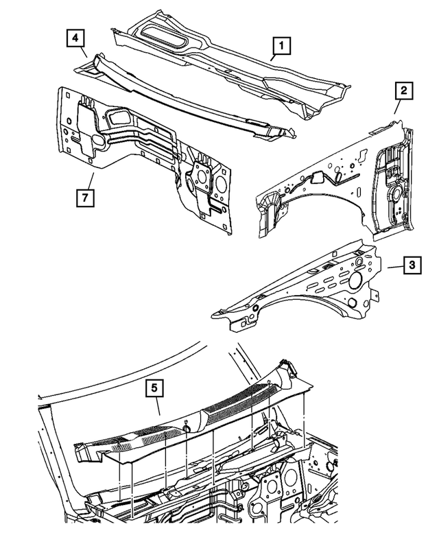 55396545AD - Body Sheet Metal Except Doors: Cowl And Plenum Panel for Mopar Image