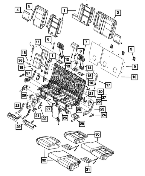 Rear Seats - Second Row for 2018 Jeep Grand Cherokee #16
