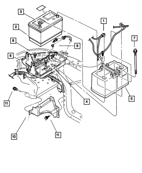 Battery Tray and Cables for 2003 Dodge Dakota #0