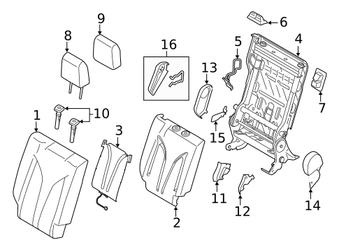 Rear Seat Components for 2015 Lincoln MKC #1
