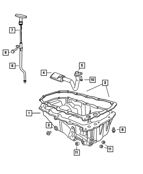 Engine Oiling, Oil Pan and Indicator (Dipstick) for 2009 Chrysler PT Cruiser #0