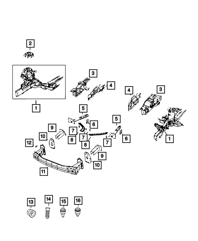 68457090AE - Frame, Bumper and Fascia: Frame Front Rail, Right for Mopar Image image