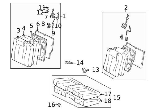 Rear Seat Components for 1999 Toyota Solara #0