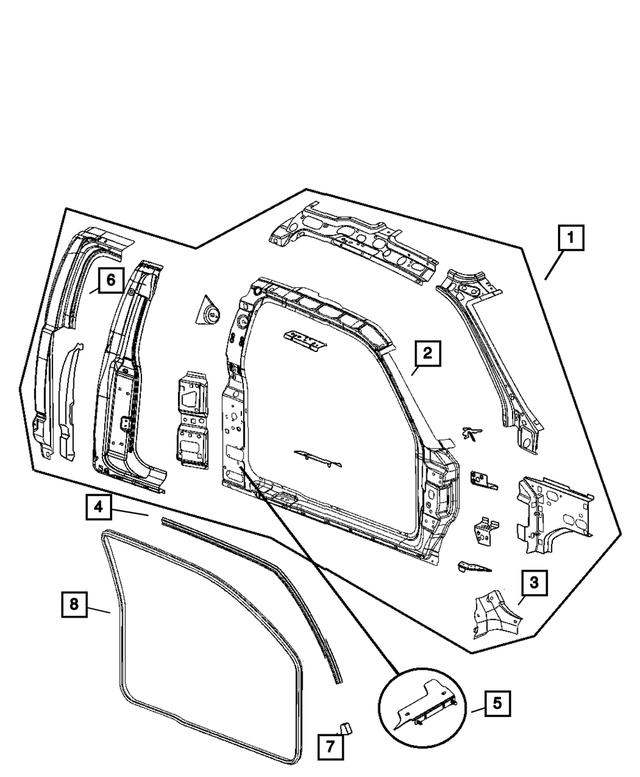 55362022AA - Body Sheet Metal Except Doors: Cowl Side Reinforcement, Right for Mopar Image