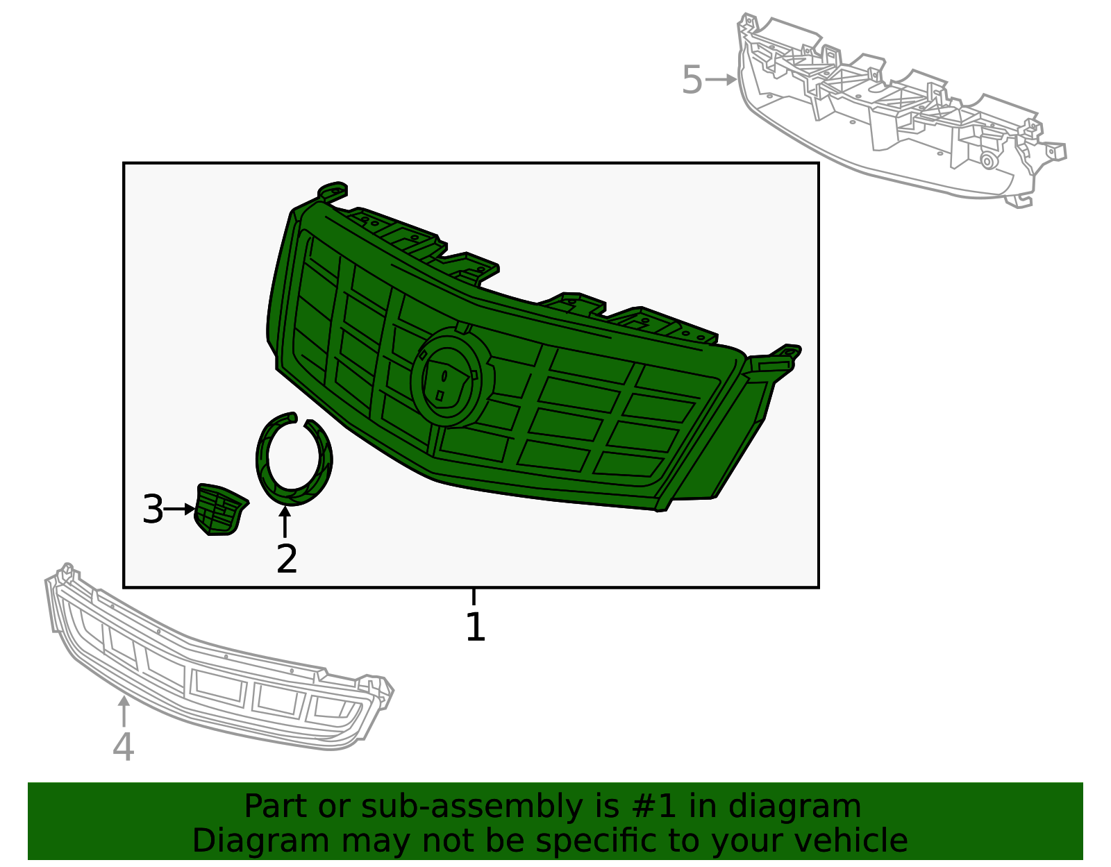 2016-2017 Cadillac XTS Front Upper Grille 23337017 GM | GMPartsDirect.com