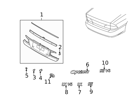 Exterior Trim - Trunk for 2001 Kia Optima #0