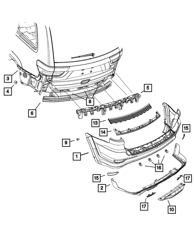 « 68157471AC – Frame, Bumper and Fascia : Inférieur Arrière Revetement De Pare-chocs pour Mopar Image »