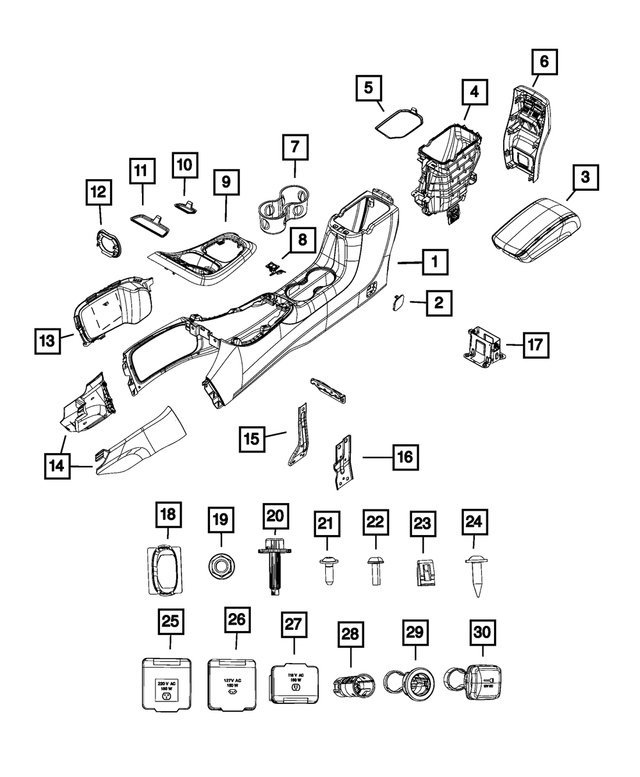 5ZK87PAXAH - Interior Trim: Base Console for Mopar Image
