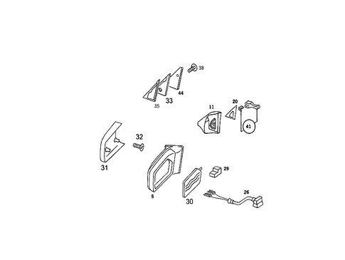 Outside Rearview Mirror, Mech. Adjustment for 1988 Mercedes-Benz 560SEC #0