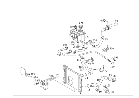 Expansion Tank, Mounting and Hoses for 2008 Mercedes-Benz CLK63 AMG #0