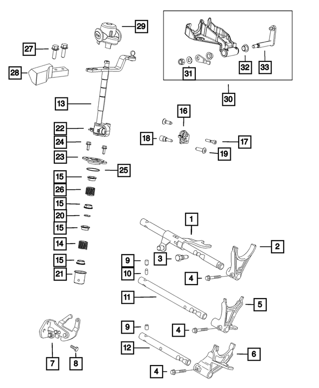 « 68178289AA – C510; 5-Speed; Manual Transaxle : Levier De Sélection De Rapport Axe pour Mopar Image »