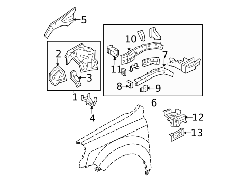Structural Components & Rails for 2013 Honda Pilot #0