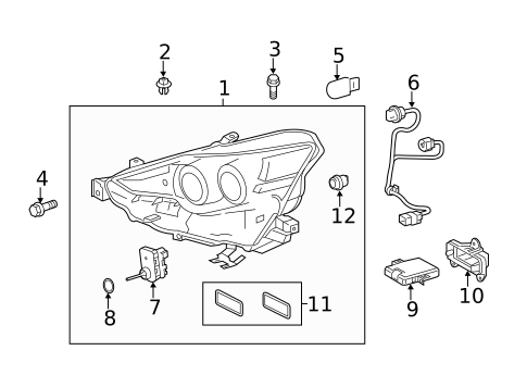 Headlamp Components for 2014 Lexus IS250 #1