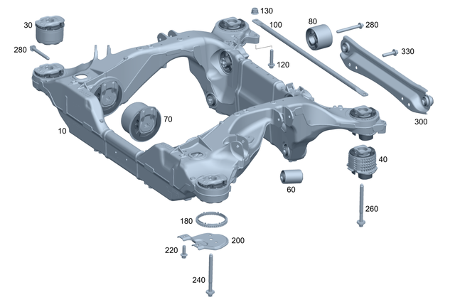 2953501703 - Rear Axle: Rear Axle Carrier for Mercedes-Benz: EQE 350, EQE 350 SUV, EQE 350+, EQE 350+ SUV, EQE 500, EQE 500 SUV, EQE AMG, EQE AMG SUV Image image