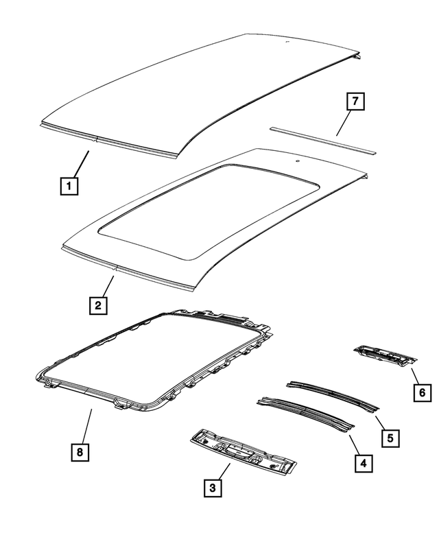 68336340AB - Body Sheet Metal Except Doors: Roof Panel for Mopar Image