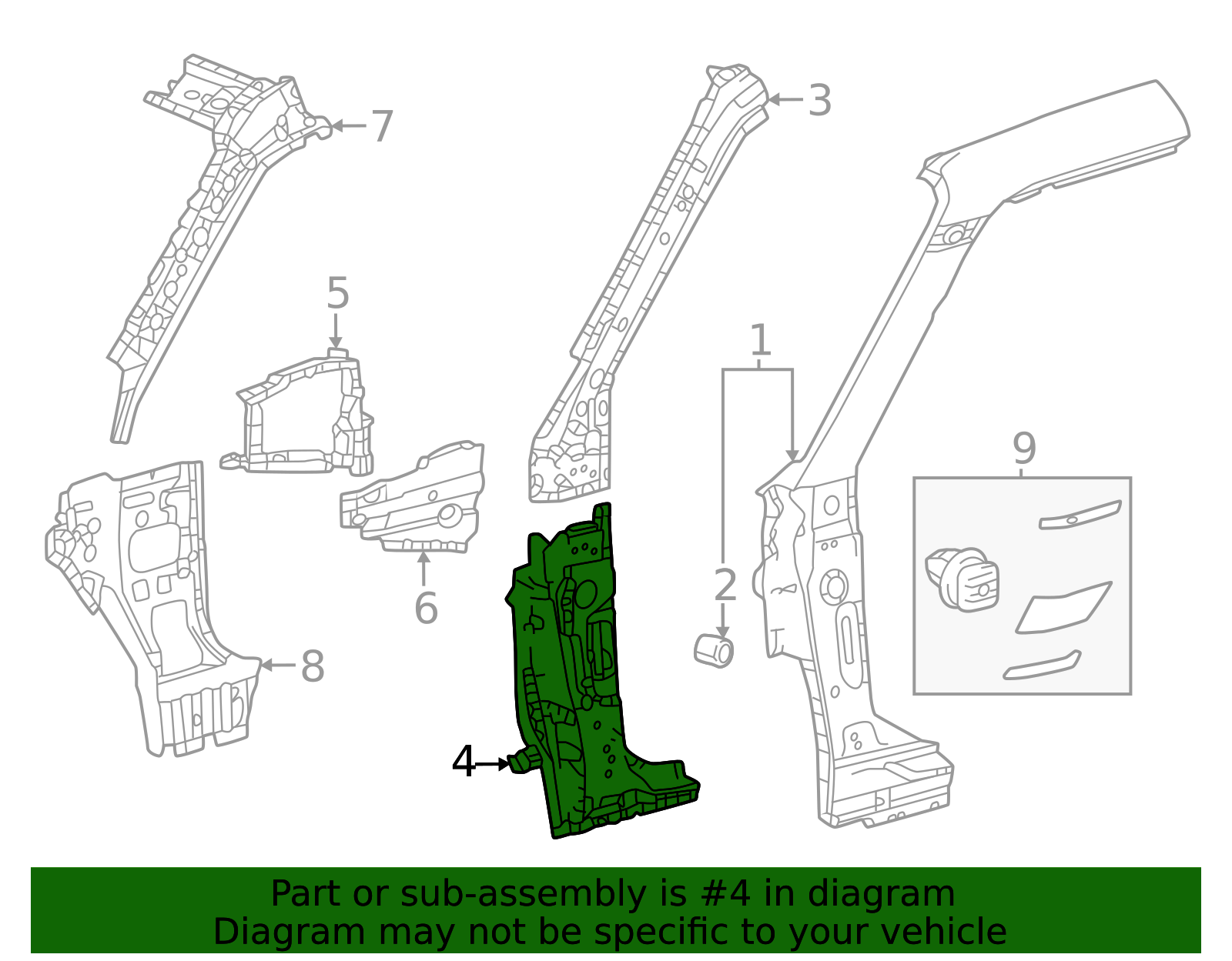 2024-2025 Toyota Land Cruiser Body A-Pillar Reinforcement 61108-60130 ...