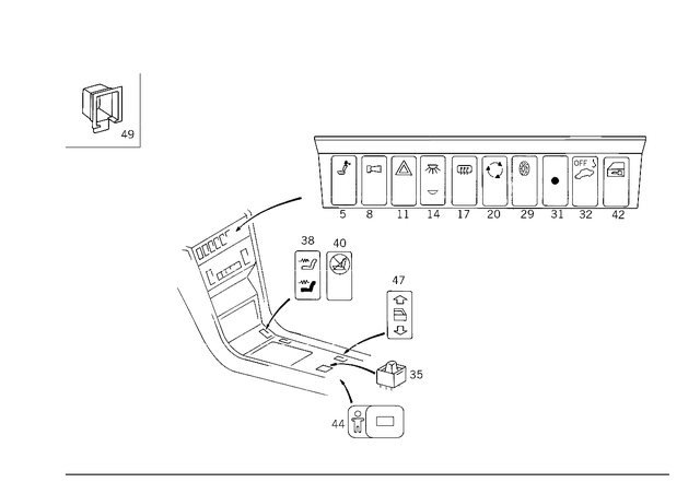 1248214951 - Special Equipment: Switch for Mercedes-Benz: 200D, 280E, 300CE, 300E, 300SL, 300TE, 400E, 500E, 500SL, 600SL, SL320 Image image