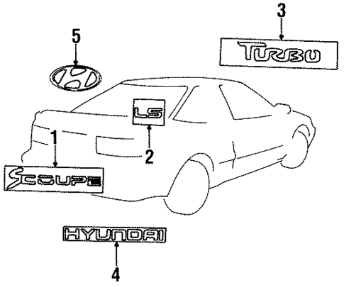 Exterior Trim - Trunk for 1994 Hyundai Scoupe #0