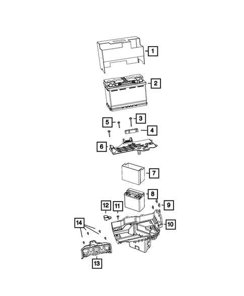 Battery, Battery Tray and Cables for 2019 Jeep Wrangler #1