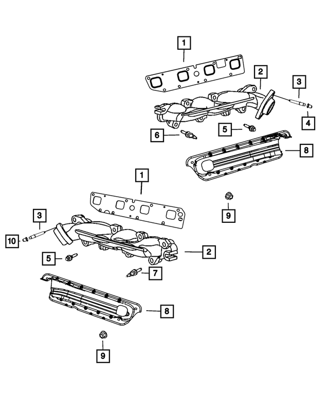 53013849AF - Engine: Exhaust Manifold, Left Side for Chrysler: 300 | Dodge: Challenger, Charger Image