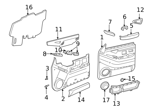 Interior Trim - Front Door for 2002 Oldsmobile Bravada #1