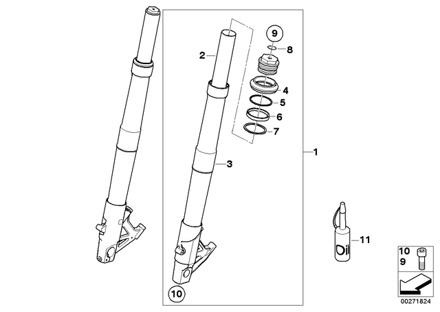 31427699188 - Front Axle, Front Suspension: Stanchion -  for BMW-Motorrad Image