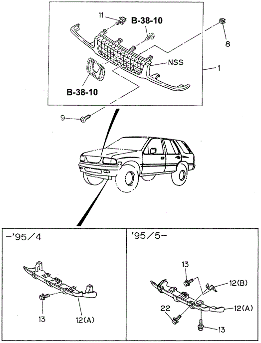 Front Grille for 1997 Honda Passport #0