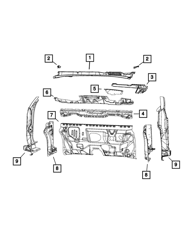 68369885AA - Body Sheet Metal Except Doors: Plenum Panel for Mopar Image