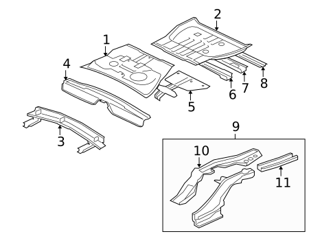 Rear Floor & Rails for 2007 Mitsubishi Outlander #1