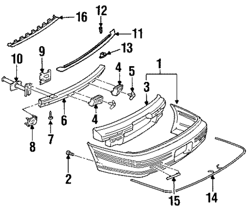 Bumper & Components - Rear for 1997 Pontiac Bonneville #0