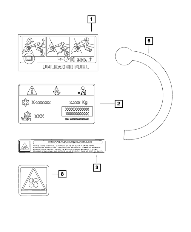 68229421AA - Labels: Temporary Spare Tire Warning Label for Mopar Image
