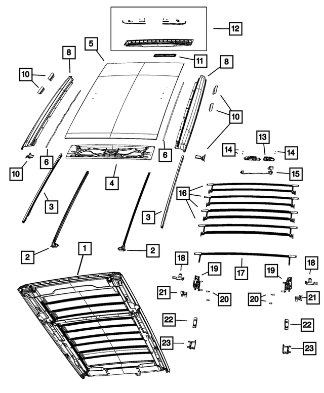 68371795AC - Body Sheet Metal Except Doors: Convertible Top Frame Assembly for Mopar Image