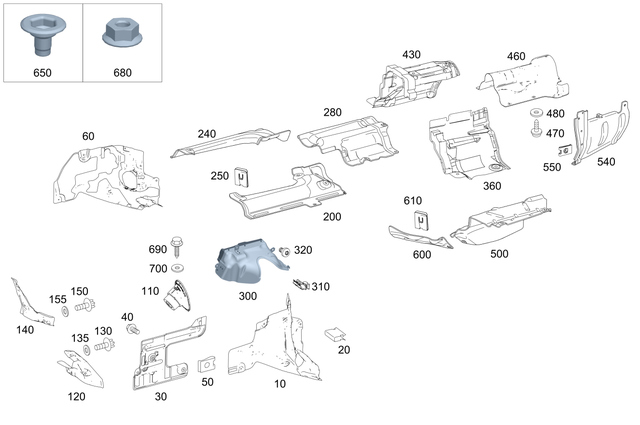 2186820500 - Exhaust System: Shielding for Mercedes-Benz: CLS400, CLS550, CLS63 AMG S, E350, E550, E63 AMG, E63 AMG S Image image