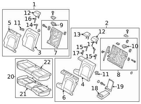 Rear Seat Components for 2021 Hyundai Kona #0