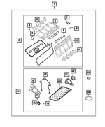68294132AB - 5.7L HEMI Gas; Engine: Long Block Engine Gasket Kit for Chrysler: 300 | Dodge: Challenger, Charger, Durango, Ram 1500, Ram 2500, Ram 3500 | Jeep: Commander, Grand Cherokee, Grand Cherokee L | Ram: 1500, 1500 Classic, 2500, 3500 Image