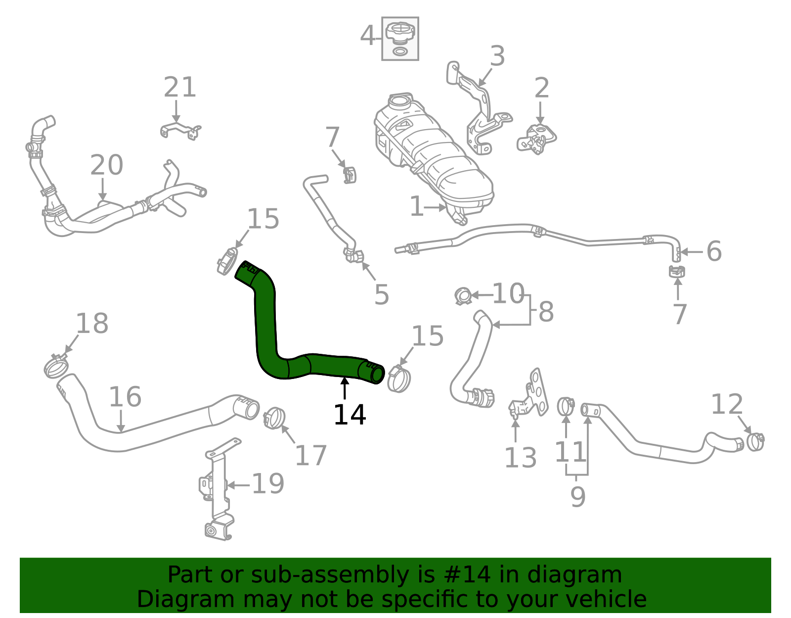 2020-2025 Chevrolet Corvette Radiator Inlet Hose 85163342 | Courtesy Parts