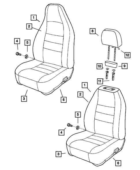 Front Seats and Attaching Parts for 2002 Jeep Wrangler #0
