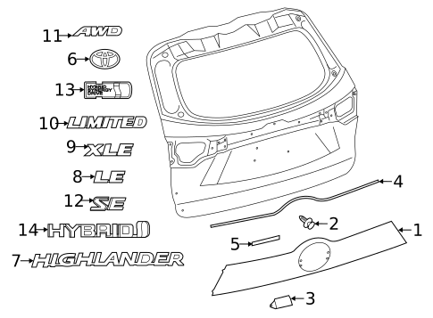 Exterior Trim - Lift Gate for 2019 Toyota Highlander #0