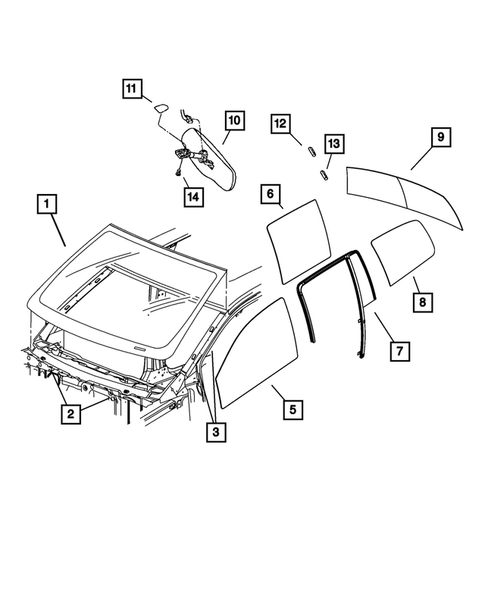 Glass and Interior Rear View Mirror for 2009 Dodge Durango #0