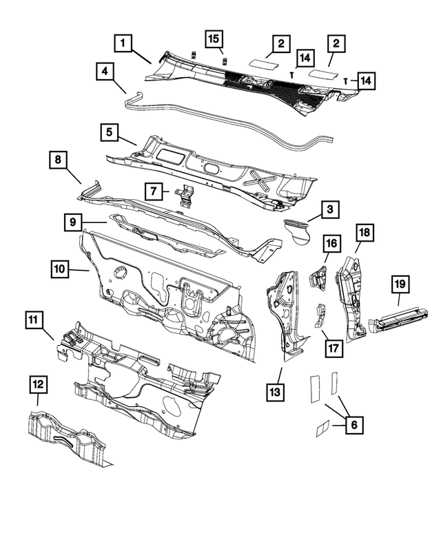 68070707AC - Body Sheet Metal Except Doors: Plenum Panel for Mopar Image