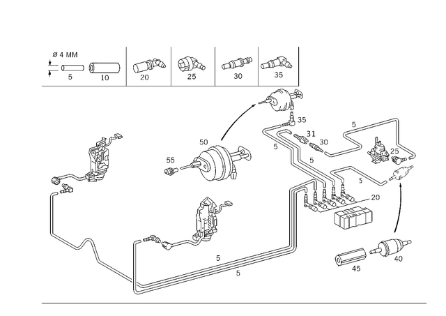 1581435 - Vacuum System/Hydraulic System: Piping for Mercedes-Benz Image image