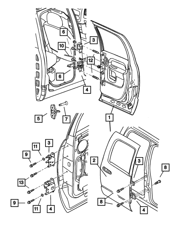 55276107AB - Doors, Door Mirrors and Related Parts: Rear Door Upper Hinge, Left for Mopar Image image