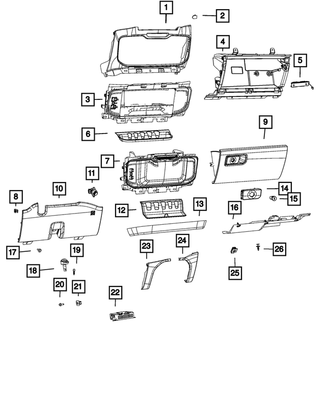 « 6RU60TX7AB – Interior Trim : Panneau D`instruments Encadrement pour Mopar Image »